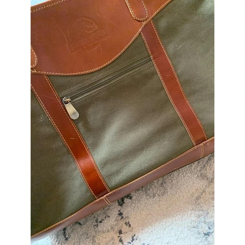 Vintage Canyon Outback Green Canvas & Leather Tote Bag 